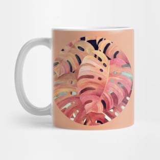 Monstera Love in Magenta and Coral - oil painting Mug